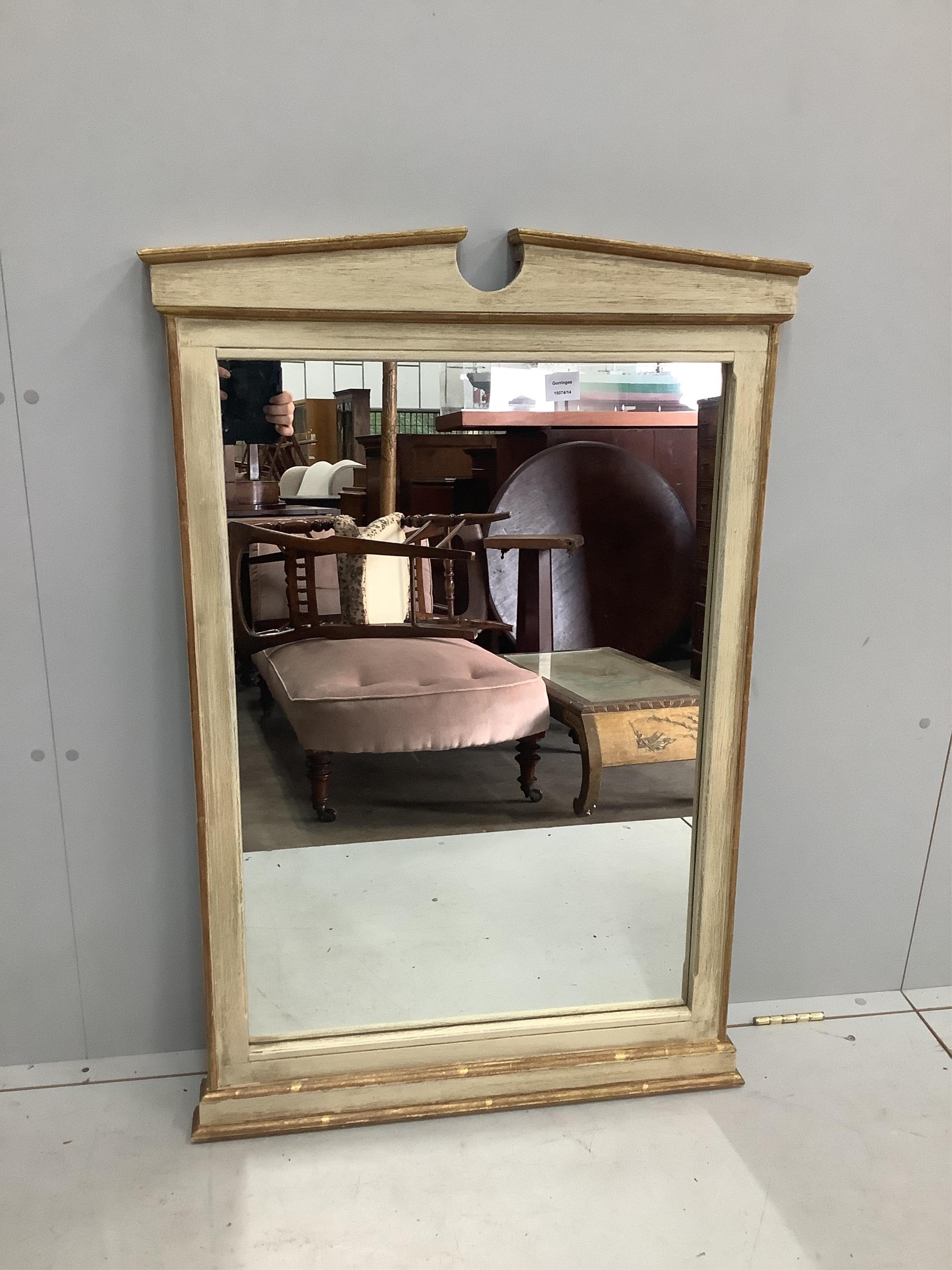 A French rectangular painted wall mirror, width 74cm, height 111cm. Condition - good